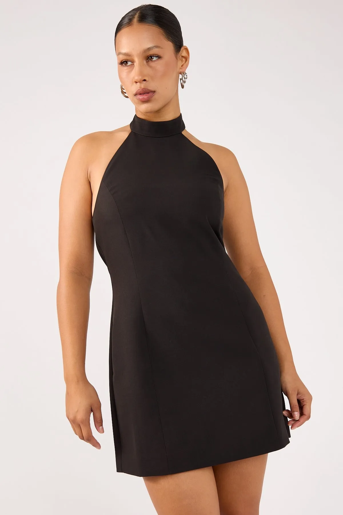 Sleeveless Cut Chilly Comfort Wear Perfect Stranger Beck Halter Dress Black