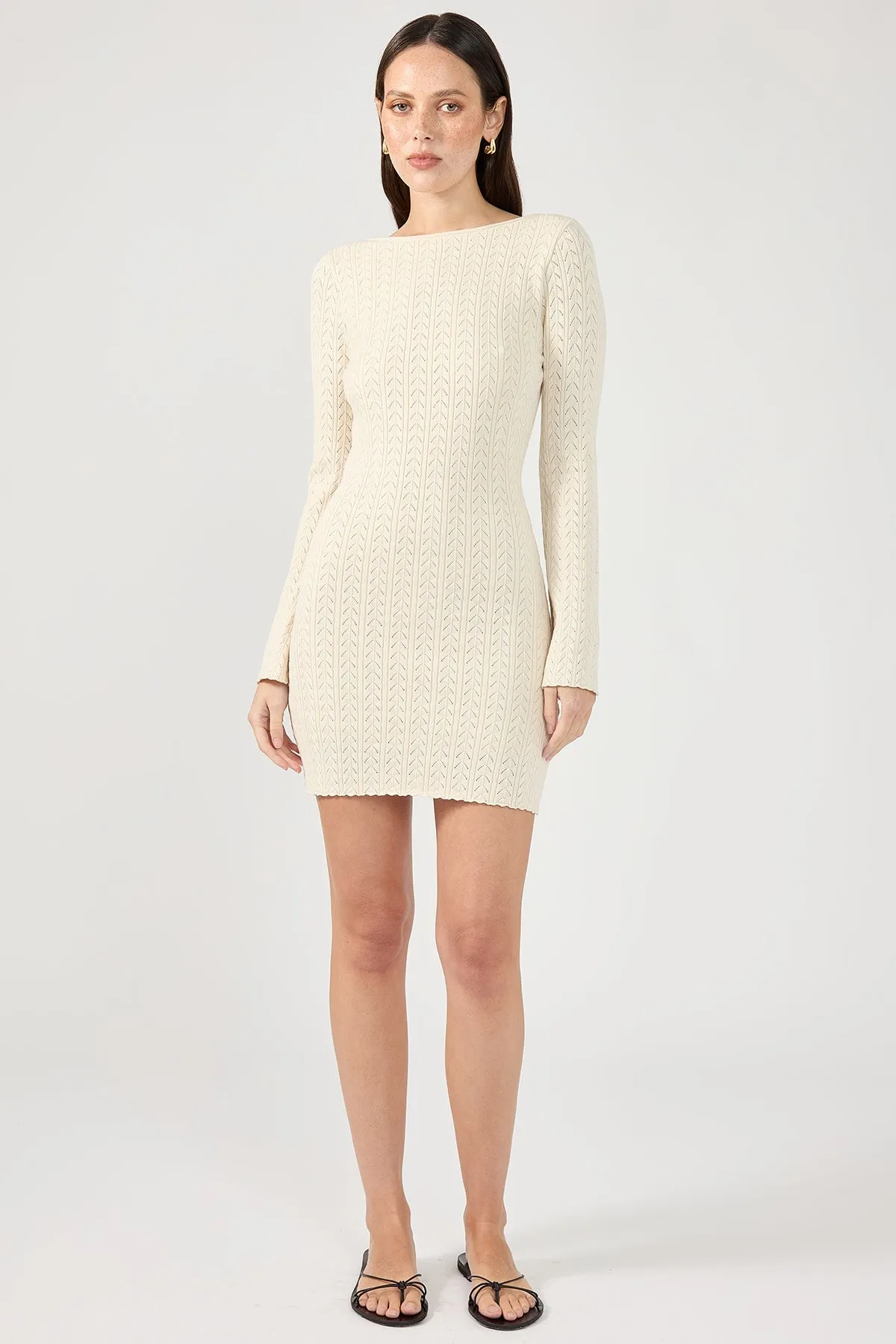 Perfect Stranger Bellsy Long Sleeve Mini Dress - White Layering Fit