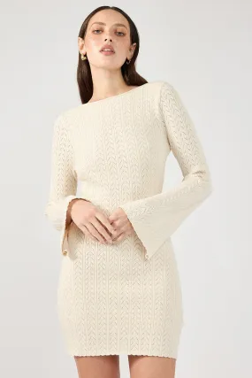 Perfect Stranger Bellsy Long Sleeve Mini Dress - White Quilted-Lining Light Base