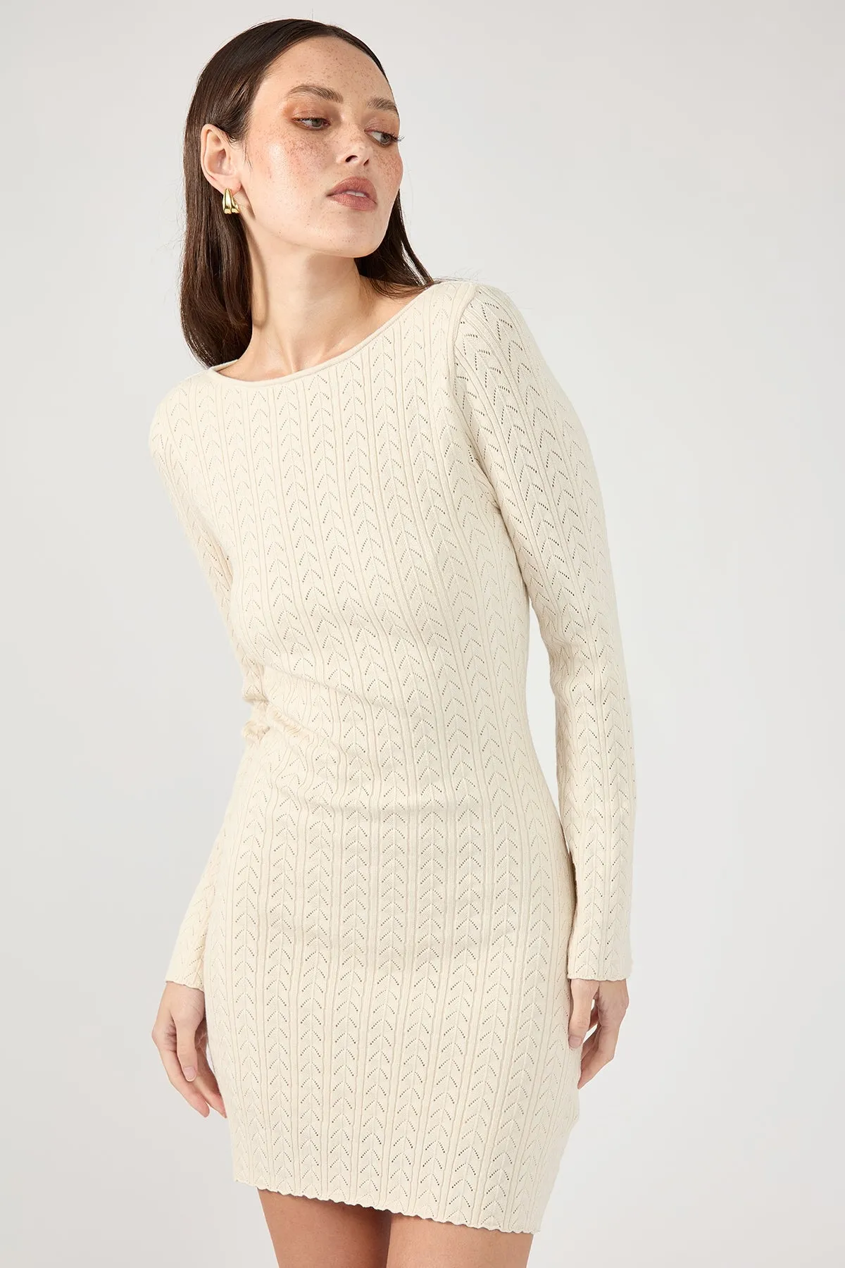 Perfect Stranger Bellsy Long Sleeve Mini Dress - White boho vibe