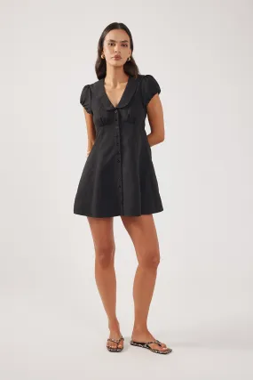 Silk Flow Perfect Stranger Bliana Collar Mini Dress Black