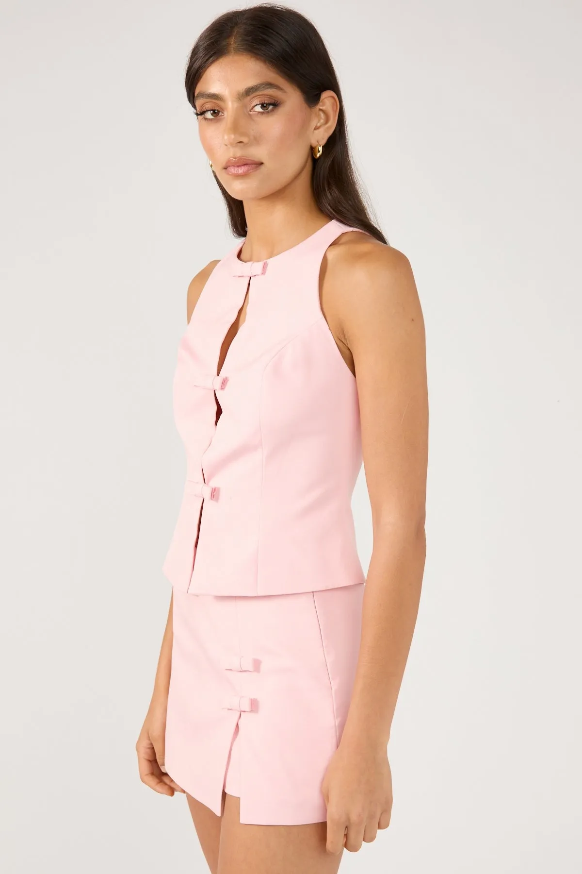 Breathable Padding Perfect Stranger Bowette Vest Top Light Pink