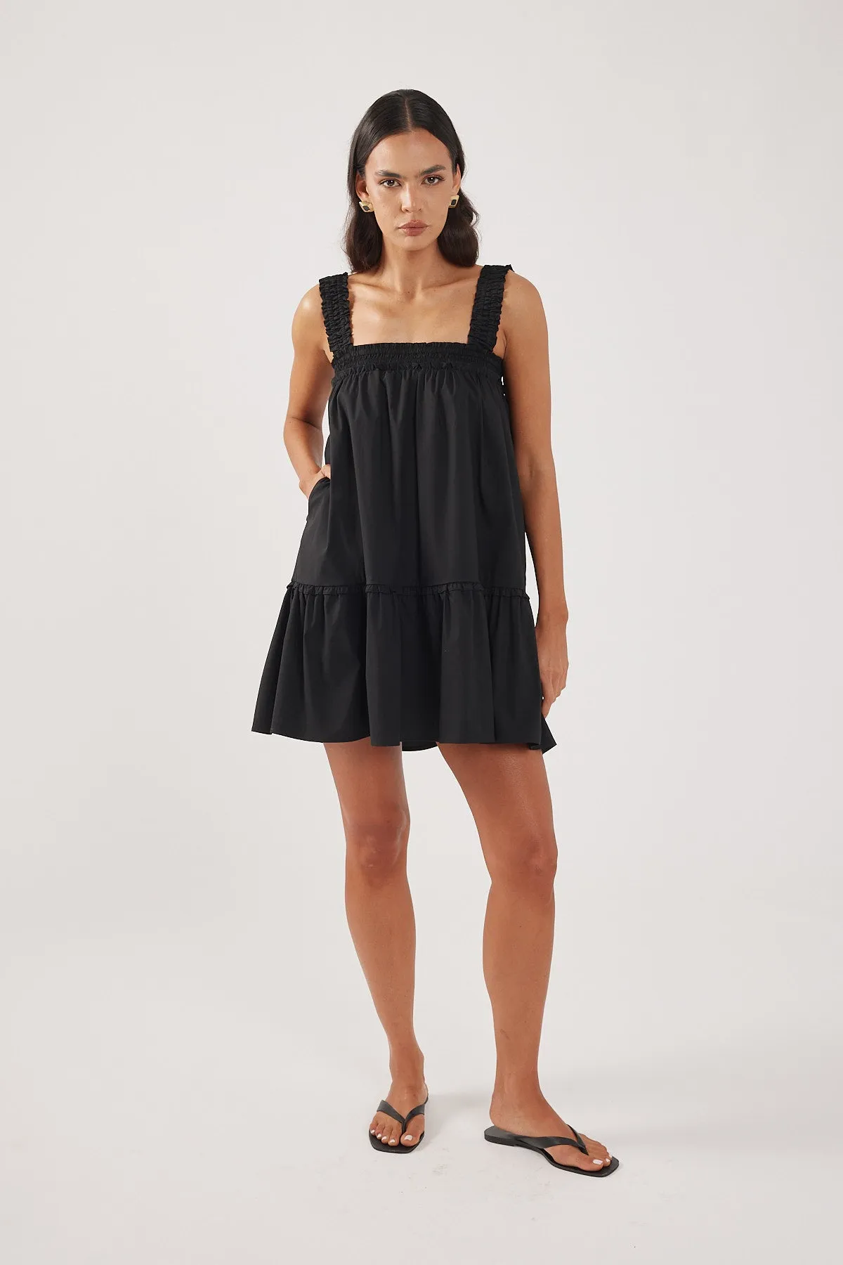 Satin Layers Smart And Comfortable Perfect Stranger Cory Mini Dress Black