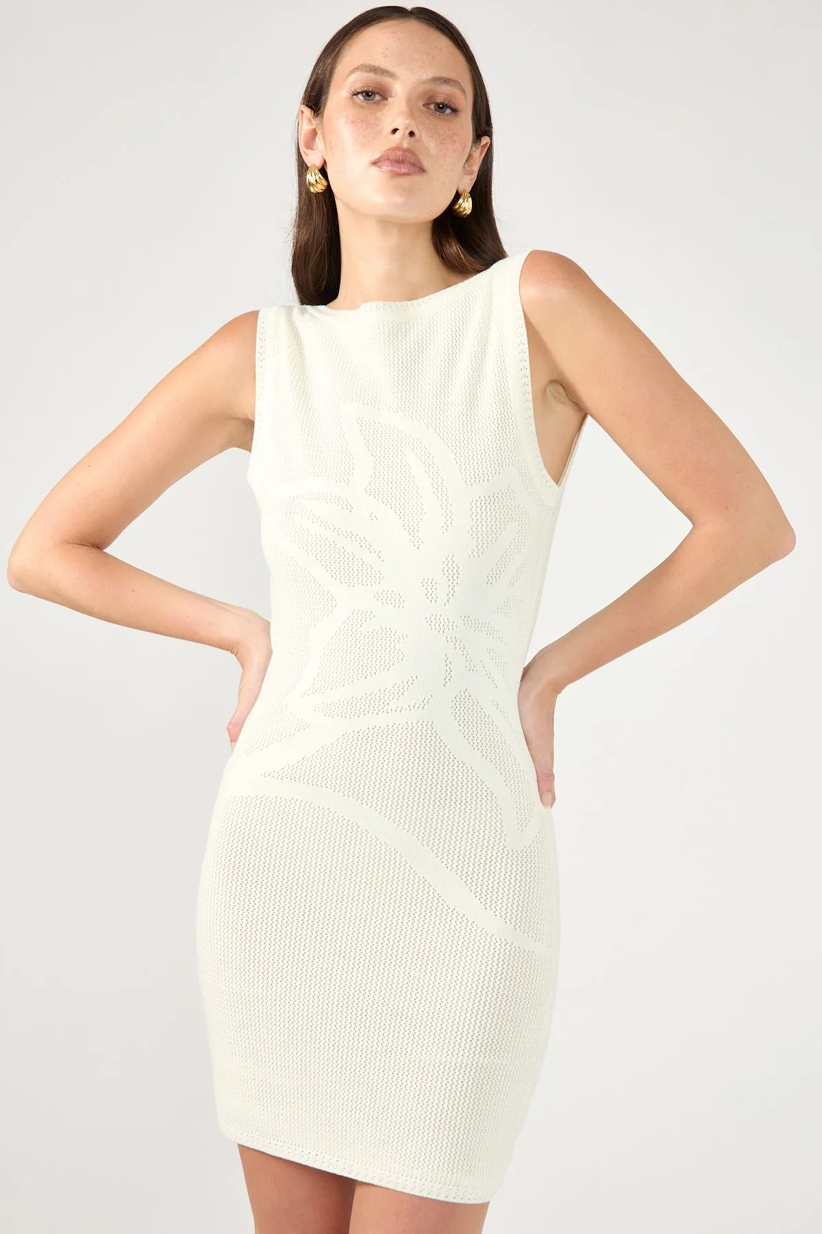 Flowing Layers Perfect Stranger Lilia Knit Mini Dress White
