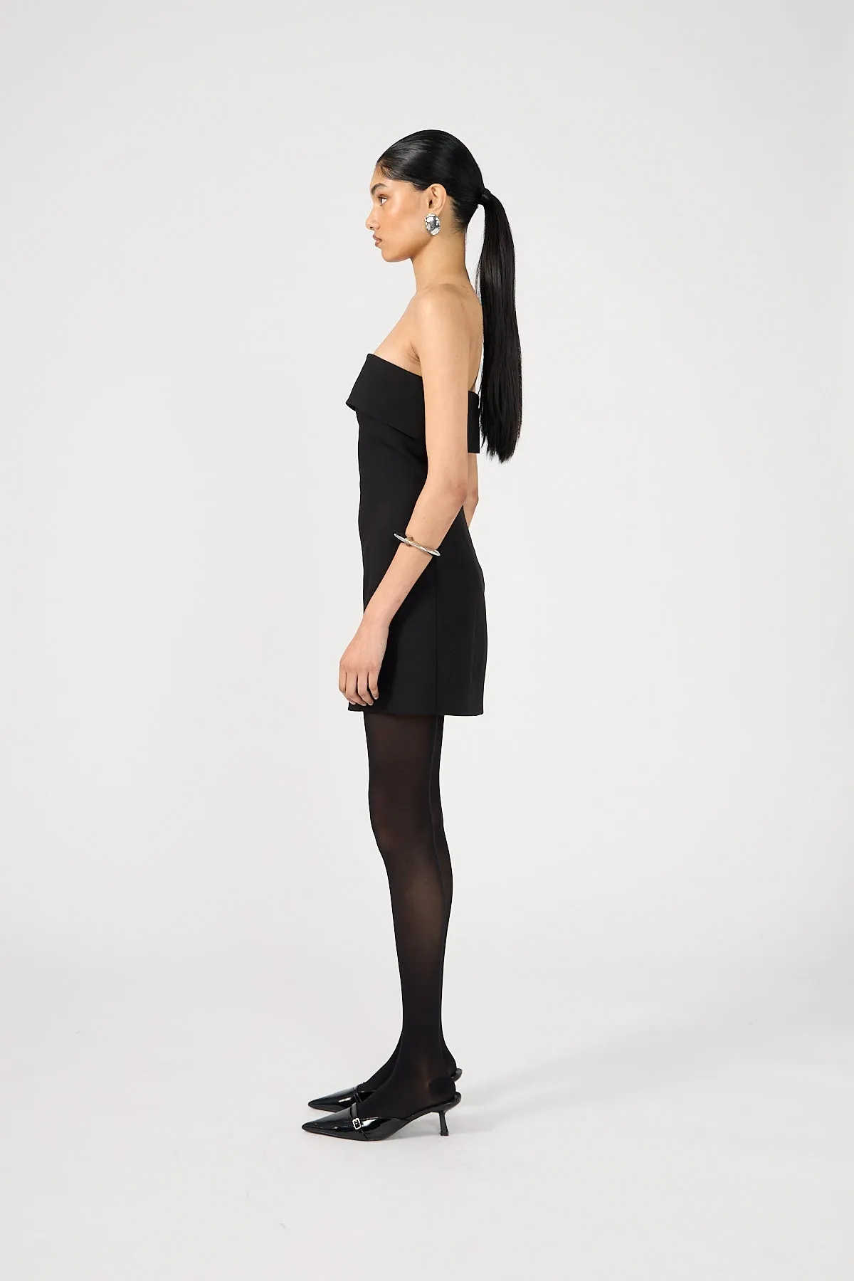 Workwear Comfort Simple Elegance Perfect Stranger Luca Fold Down Strapless Mini Dress Black