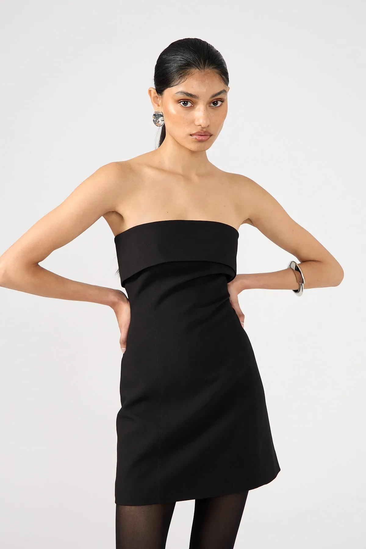 Weekend Feel Perfect Stranger Luca Fold Down Strapless Mini Dress Black
