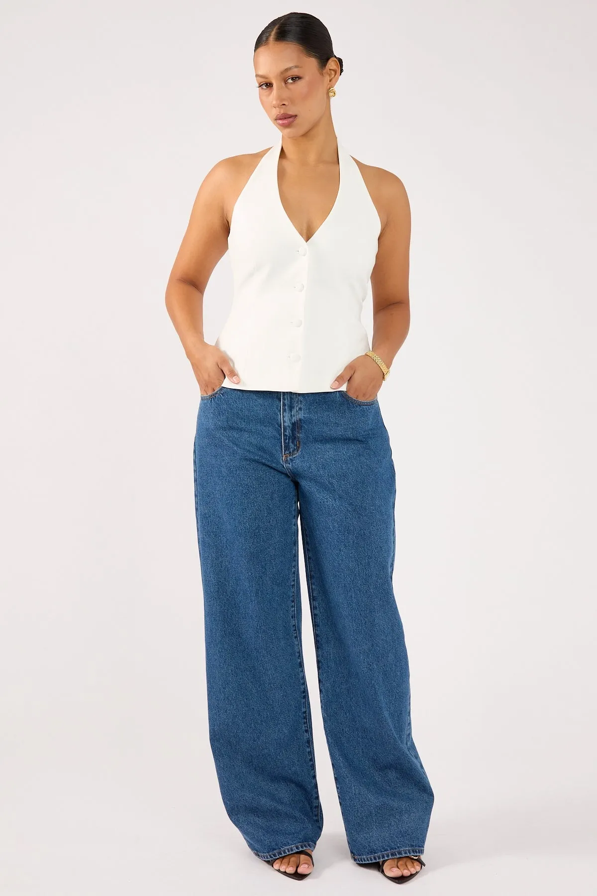 mix Perfect Stranger Luca Halter Tailored Vest White