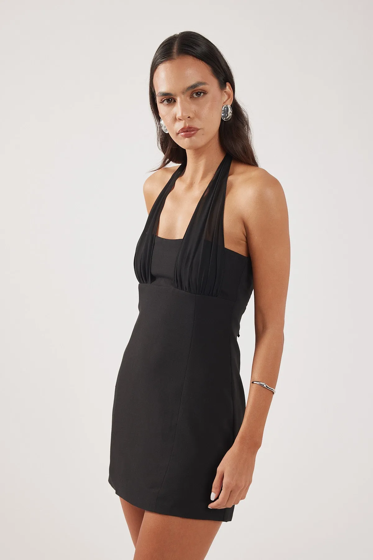 Empire-Waist Perfect Stranger Lula Halter Mini Dress Black