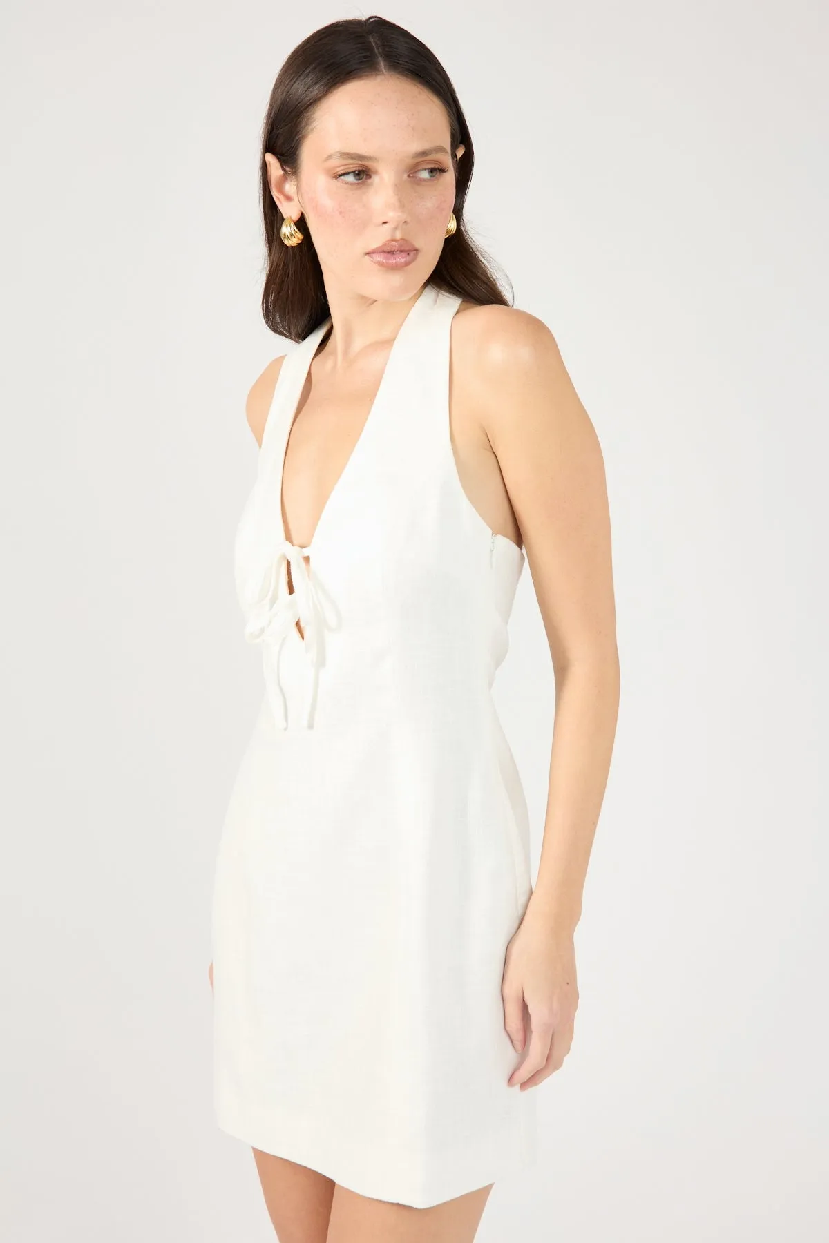 Perfect Stranger Menorca Halter Mini Dress White Lazy Pick