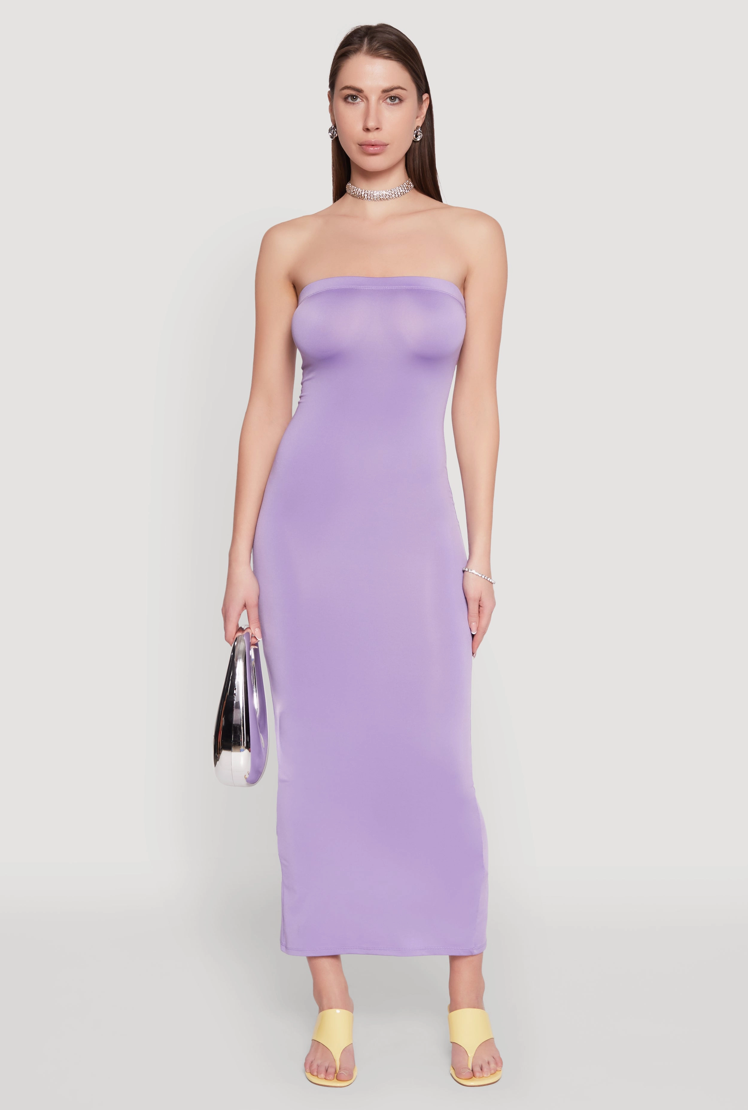 Quick Match Slit Back Maxi Tube Dress