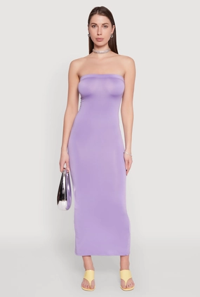 Quick Match Slit Back Maxi Tube Dress