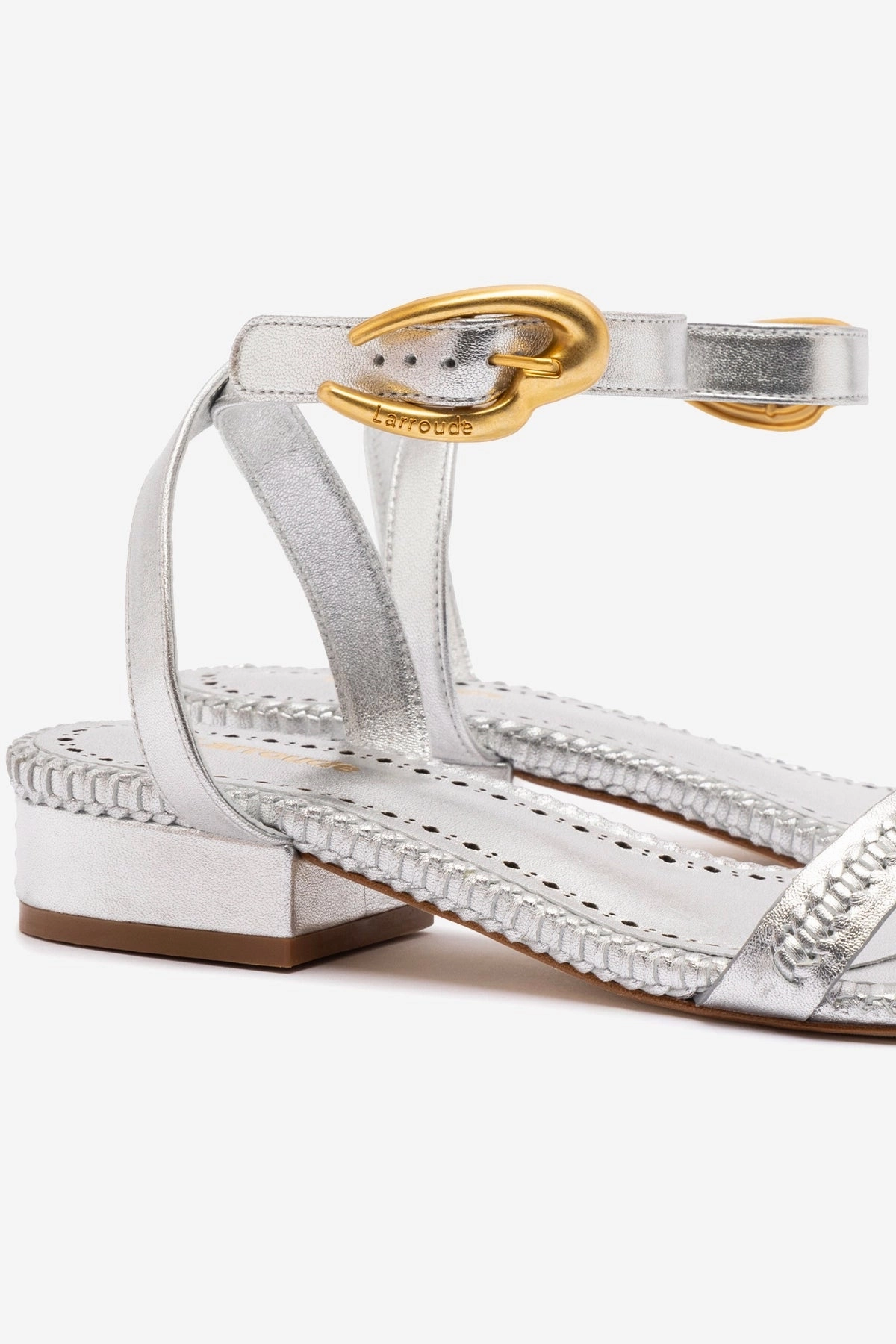Reinforced Stress Points Verona Flat Sandal In Silver Metallic Leather