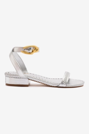 Verona Flat Sandal In Silver Metallic Leather clean design