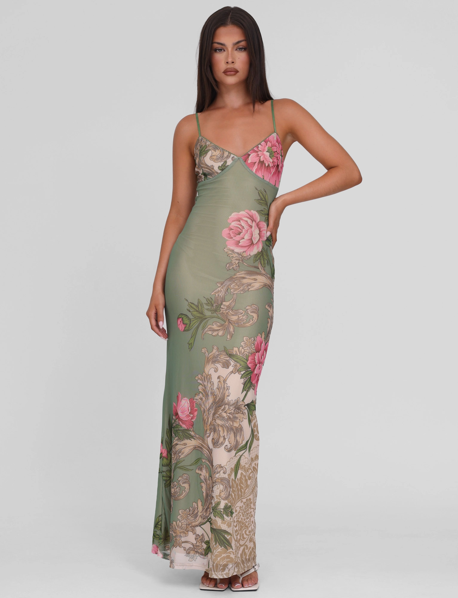 JULIANNA DRESS - GREEN : FLORAL : ROCCOCO FLORAL Flowing Layers