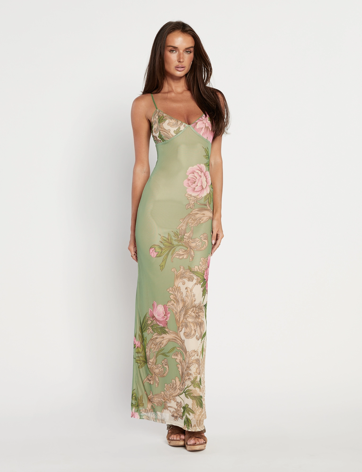 JULIANNA DRESS - GREEN : FLORAL : ROCCOCO FLORAL Work Look Balanced Fit
