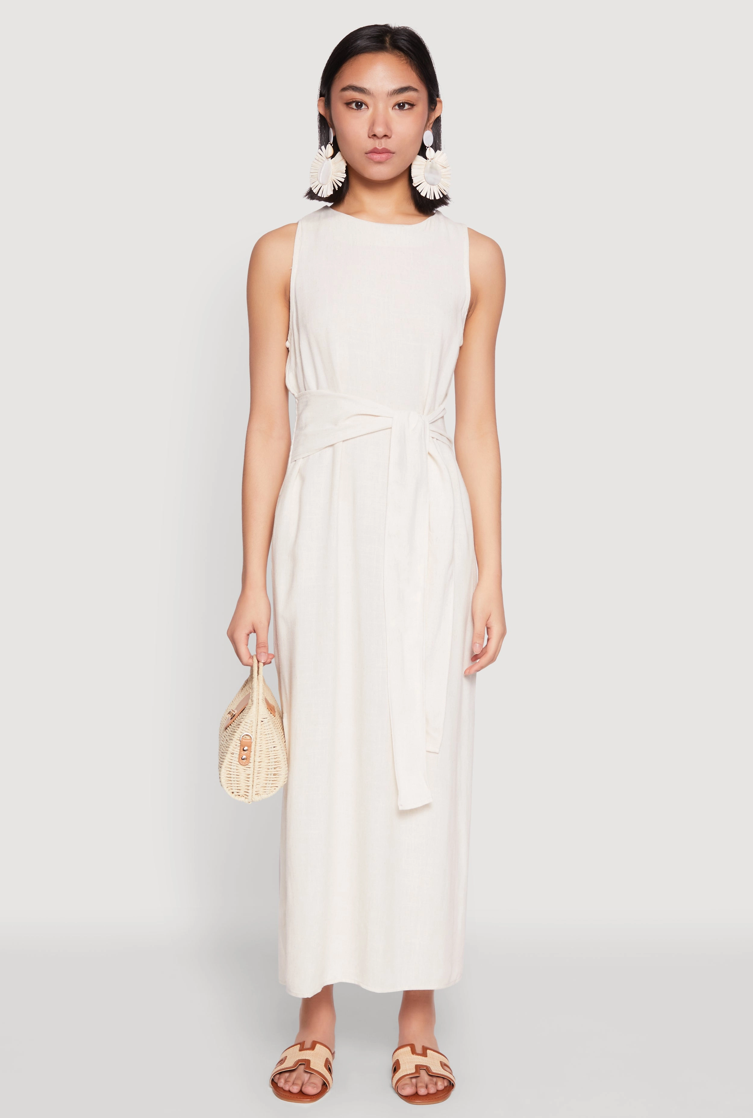 Sleeveless Tie Waist Maxi Dress Chic Layering