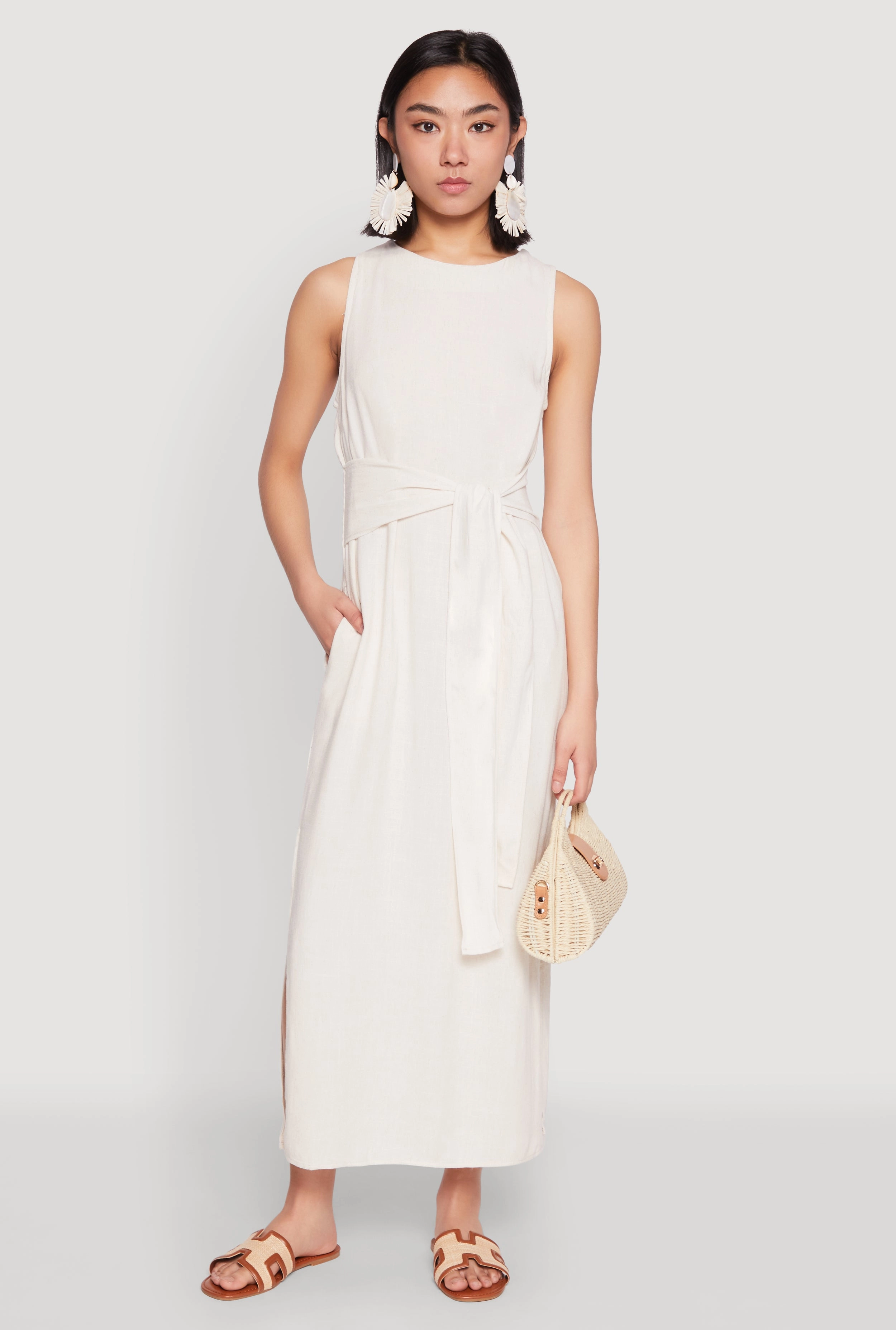 All-Day Fit Urban Cool Sleeveless Tie Waist Maxi Dress