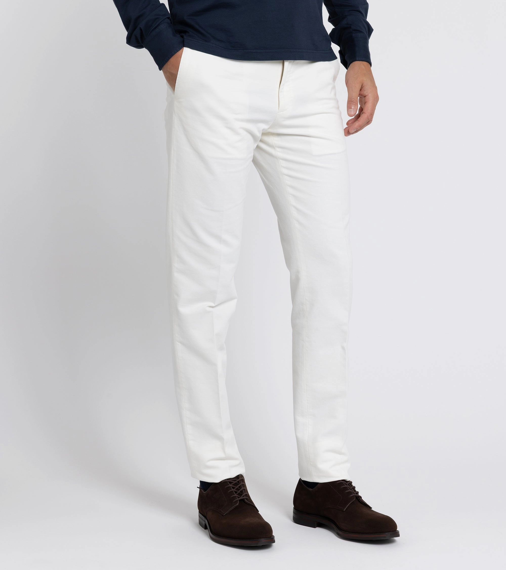 Padded hips Incotex Regular High Cotton Doeskin Trousers: White