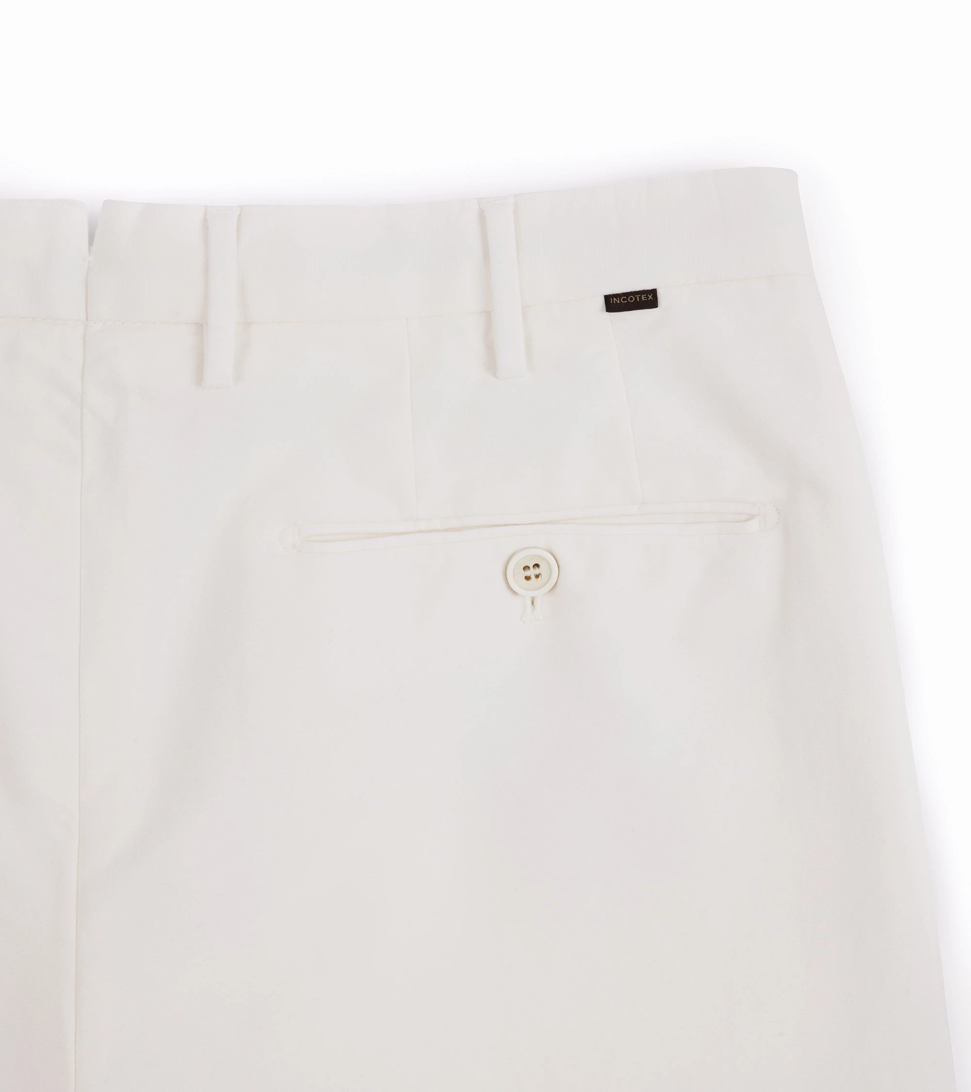 Incotex Regular High Cotton Doeskin Trousers: White Comfort Focused Comfy Stretch