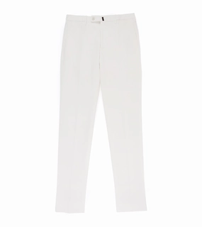 Tapered leg Comfy Waist Incotex Regular High Cotton Doeskin Trousers: White