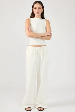 Perfect Stranger Barefoot Drawcord Linen Pant White Refined fit