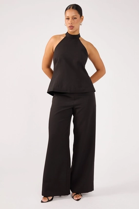 Perfect Stranger Beck Buckle Mid Rise Tailored Pant Black Secure Cuff Design