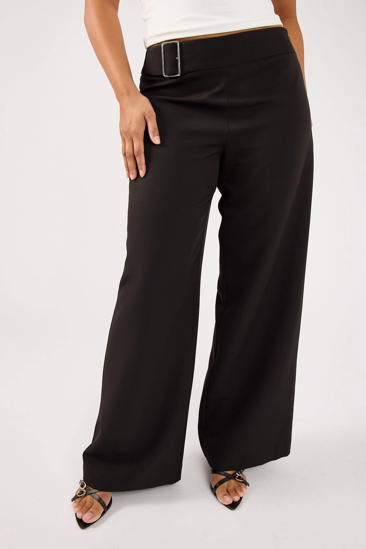 Perfect Stranger Beck Buckle Mid Rise Tailored Pant Black Eco Friendly Material Formal Look