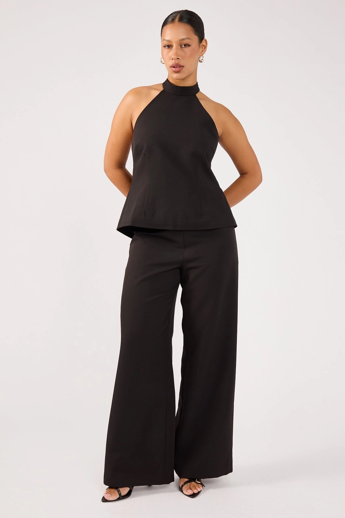 Perfect Stranger Beck Buckle Mid Rise Tailored Pant Black Secure Cuff Design