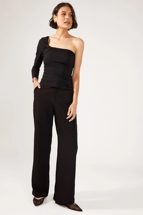 Perfect Stranger Britta Tucked Asymmetrical Top Black Techie Summer