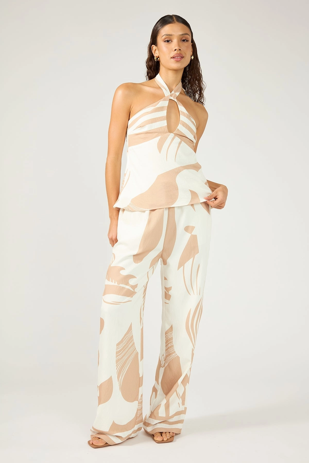 Padded hips Quick Wash Perfect Stranger Cielle Straight Leg Pant Nude Print