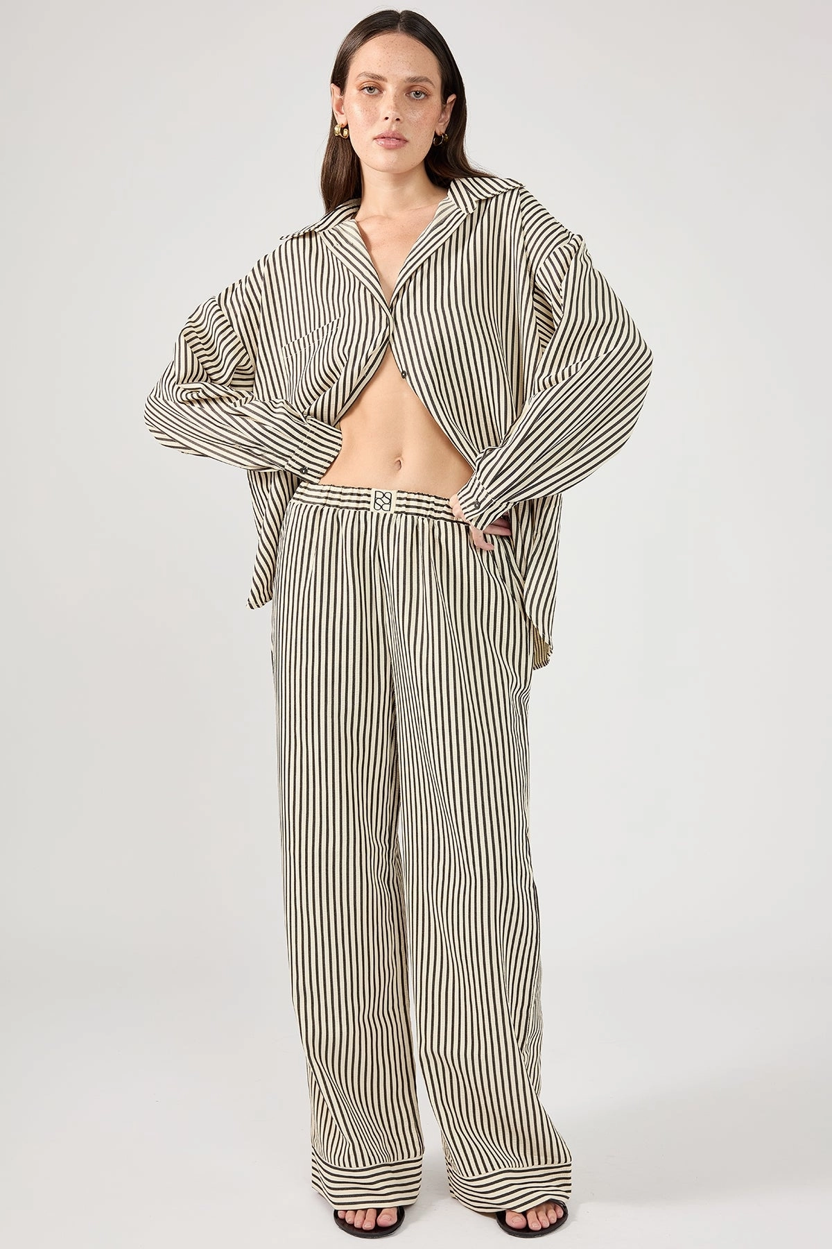 Perfect Stranger Cleo Stripe Straight Leg Pant Black Stripe Chafe-Free Fit Breathable Design