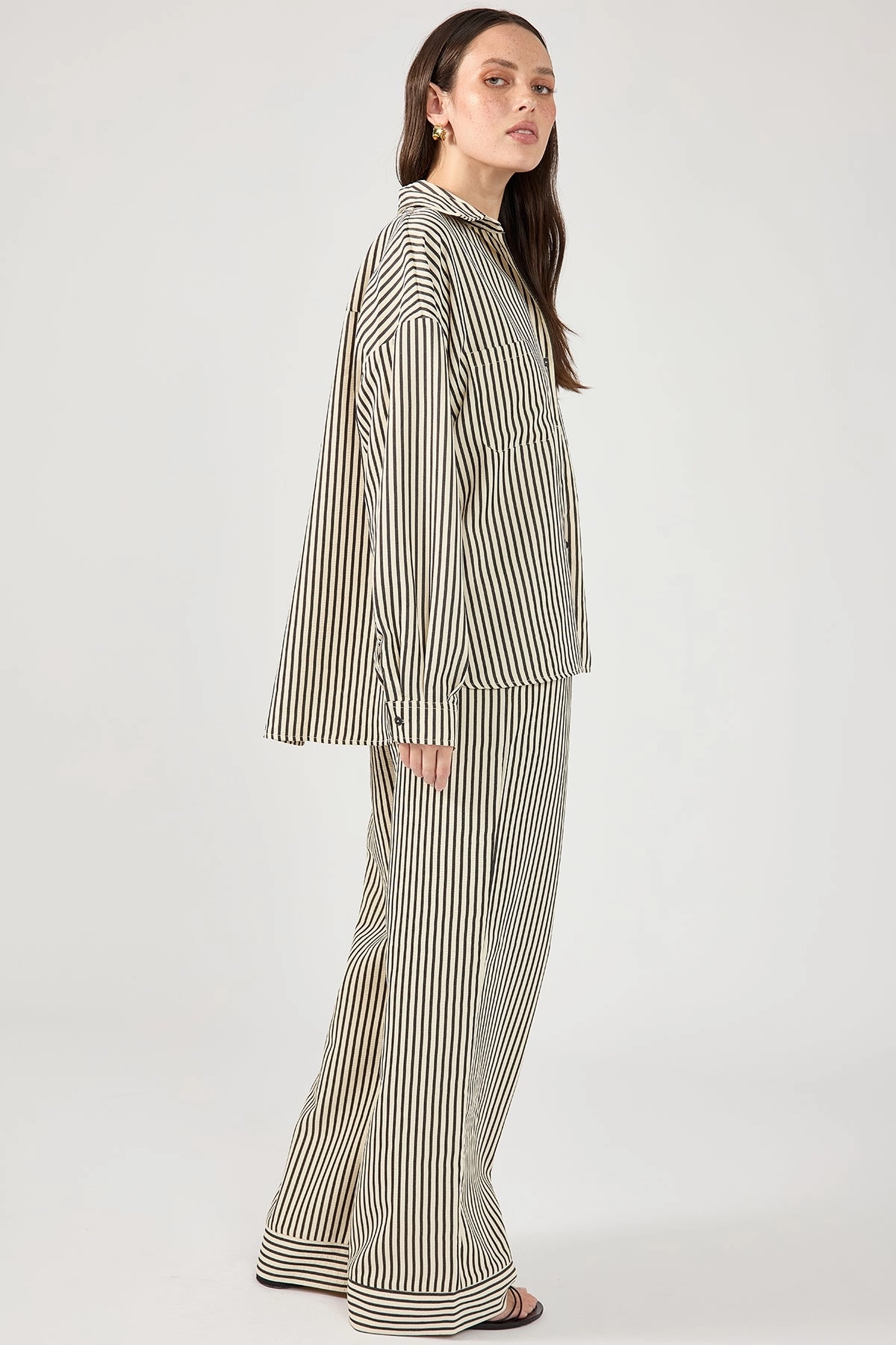 Perfect Stranger Cleo Stripe Straight Leg Pant Black Stripe Comfortable Style Layered Style