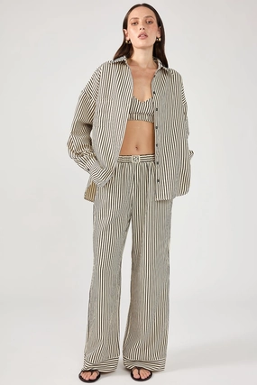 Perfect Stranger Cleo Stripe Straight Leg Pant Black Stripe Casual Comfort Wear Ventilated Mesh Lining