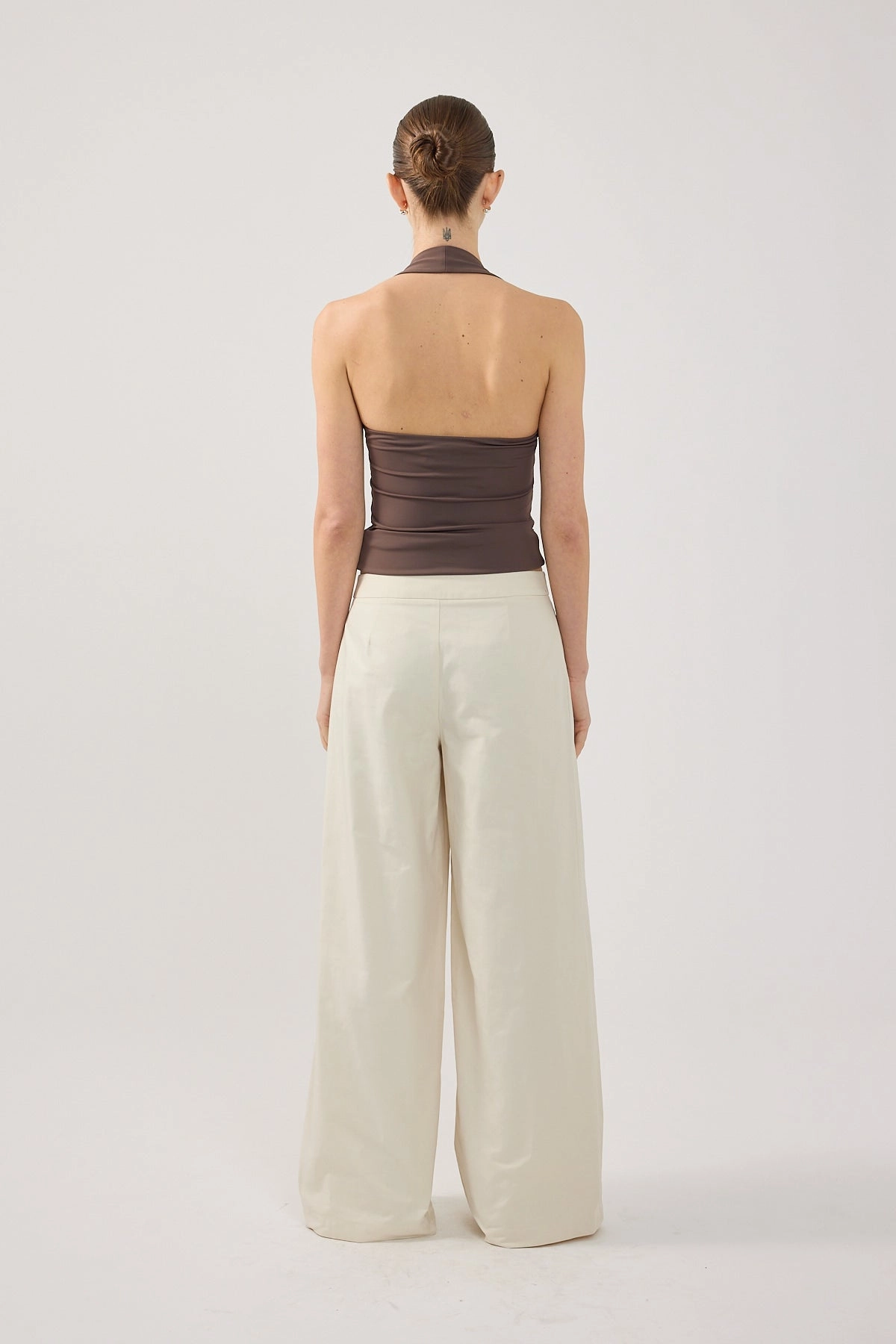 Polyester fabric Perfect Stranger Duo Wrap Mid Rise Tailored Pant STONE