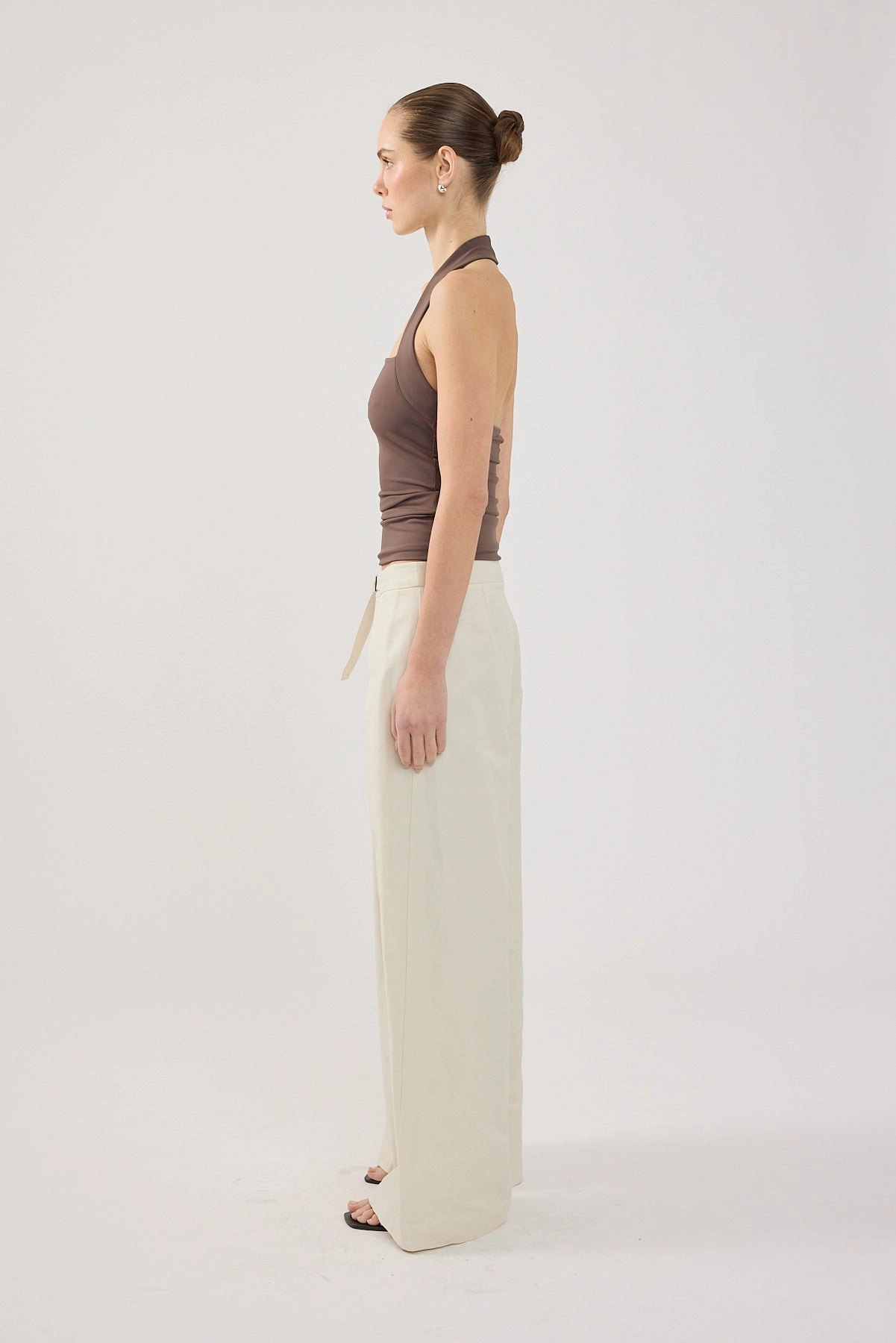 Quick Access Perfect Stranger Duo Wrap Mid Rise Tailored Pant STONE