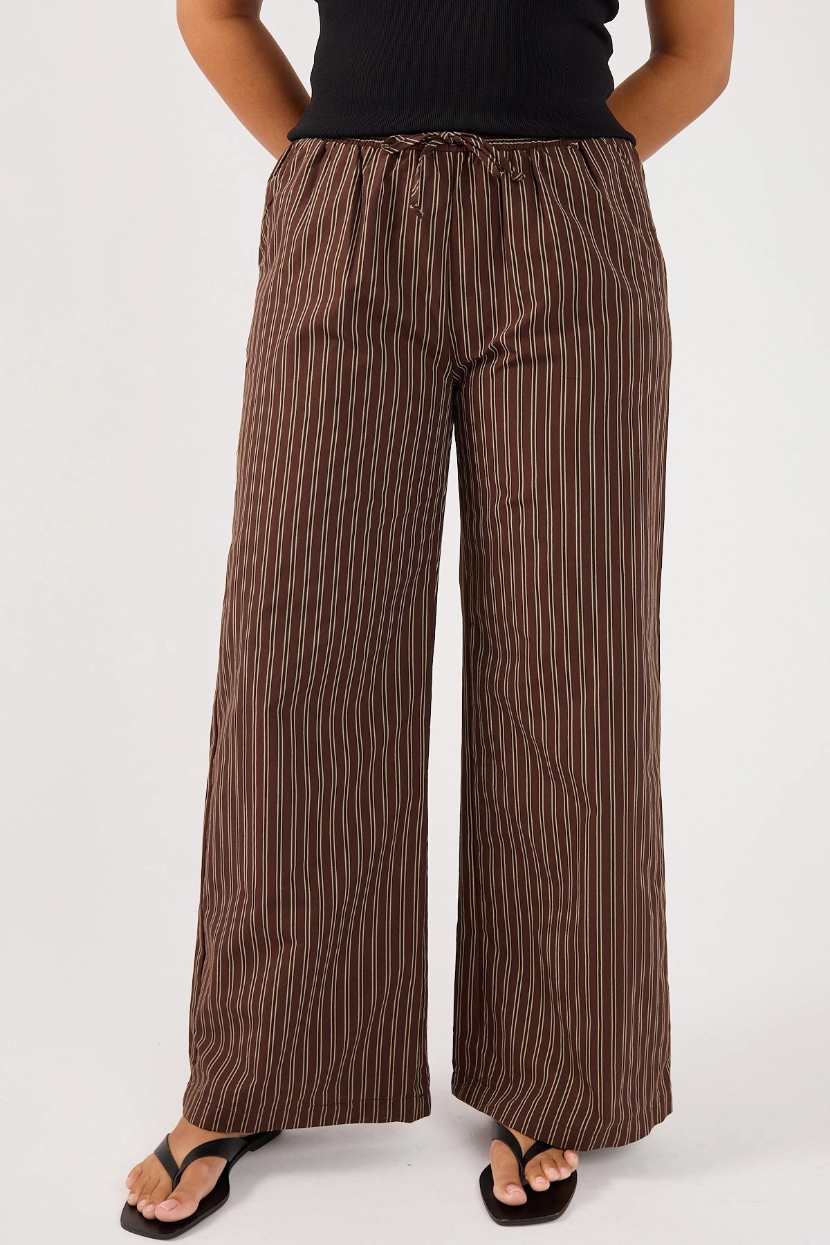 Perfect Stranger Hadid Striped Elasticated Pant Brown Stripe Indoor Comfort