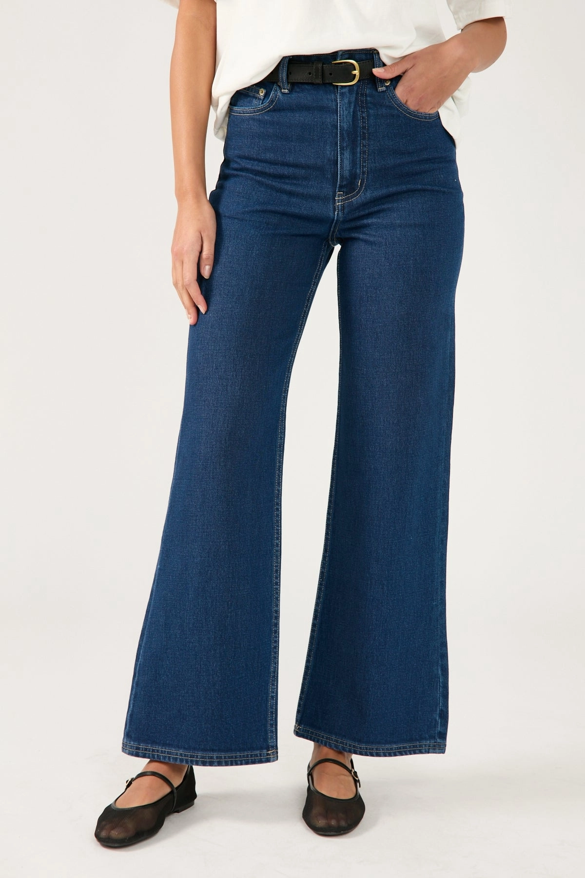 Perfect Stranger High Rise Wide Leg Jean Dark Blue Denim Contemporary Vibe