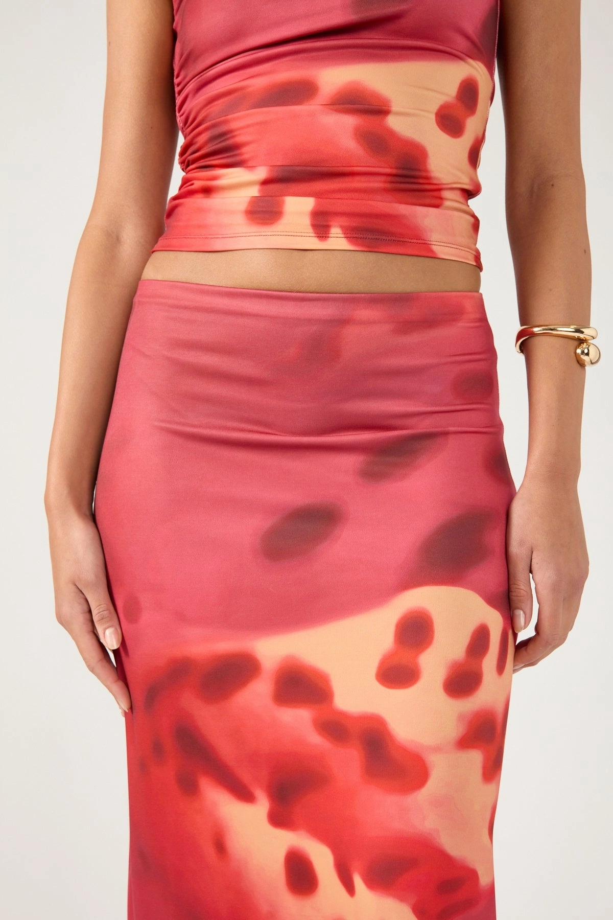 Daily Mood Perfect Stranger Leilani Maxi Skirt Burgundy Print