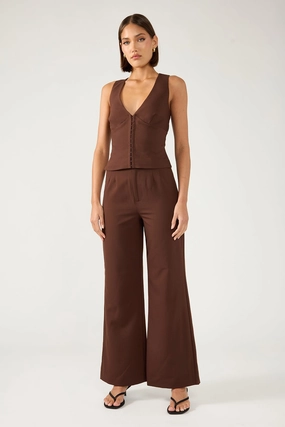 Perfect Stranger Linear Luca High Waist Tailored Pant Brown Outdoor Friendly
