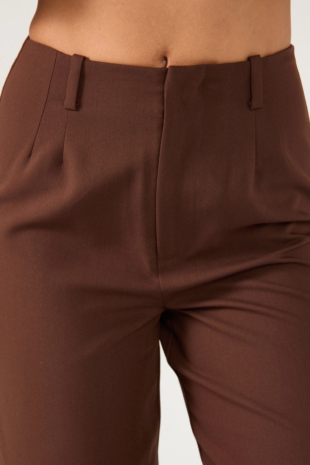 Tailored Silhouette Perfect Stranger Linear Luca High Waist Tailored Pant Brown