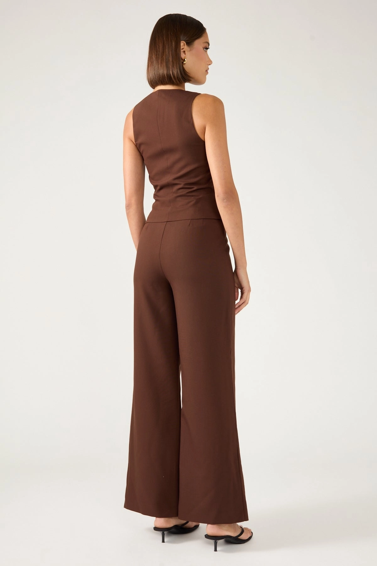 Flexible Gusset Design Perfect Stranger Linear Luca High Waist Tailored Pant Brown