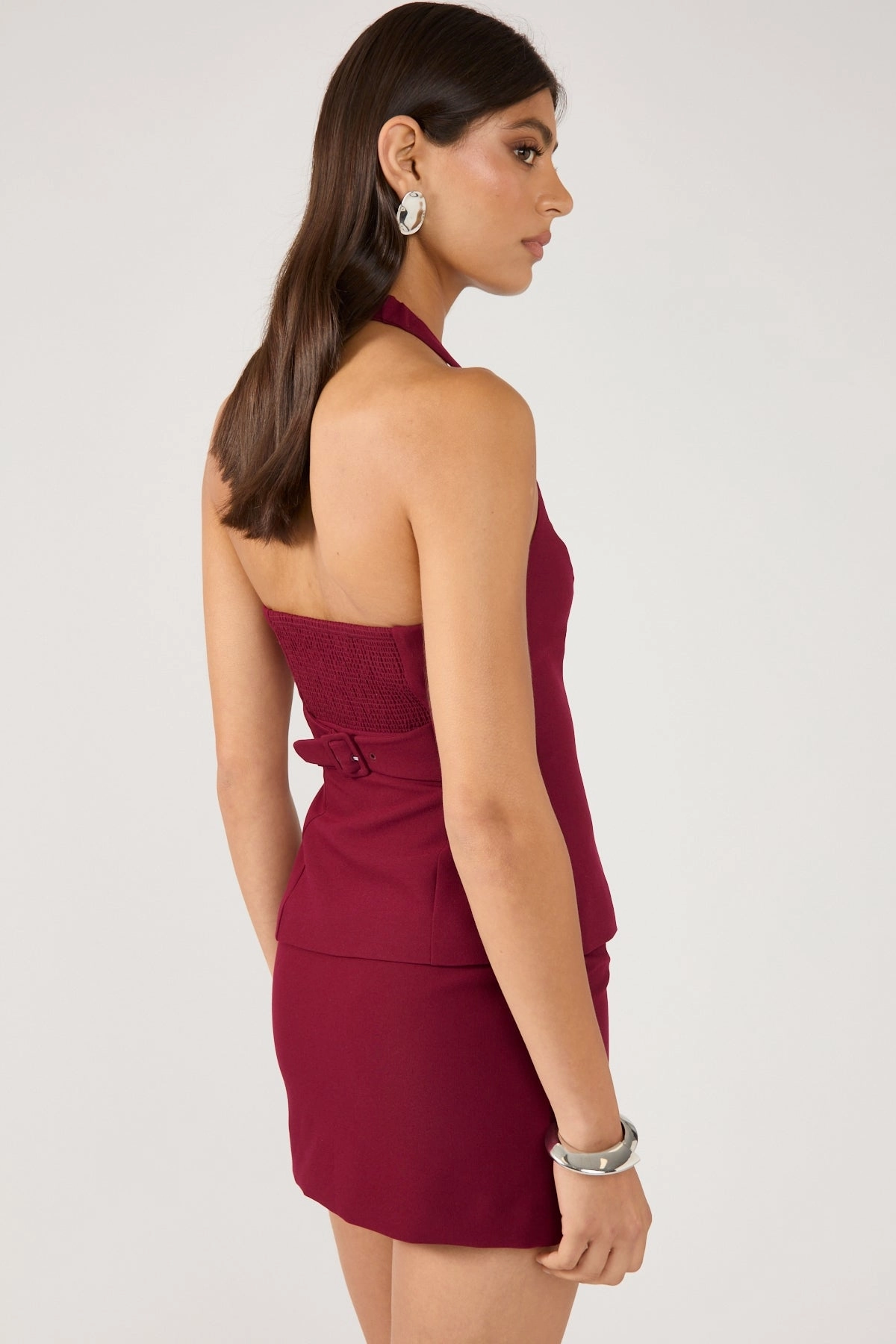 Perfect Stranger Luca Mid Rise Tailored Skort Burgundy Hygienic Coating