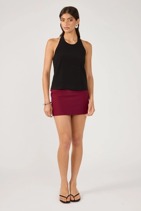 Perfect Stranger Luca Mid Rise Tailored Skort Burgundy Multi Purpose Fabric Clean Mood