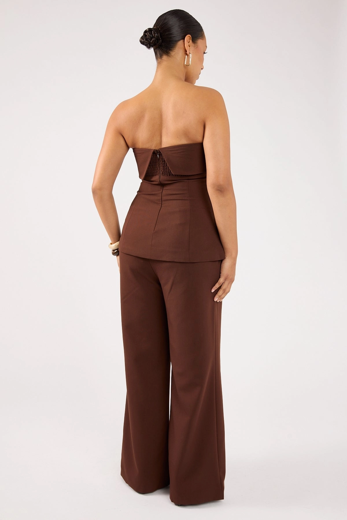 Perfect Stranger Luella Mid Rise Wide Leg Tailored Pant Brown Printed design High Density Weave