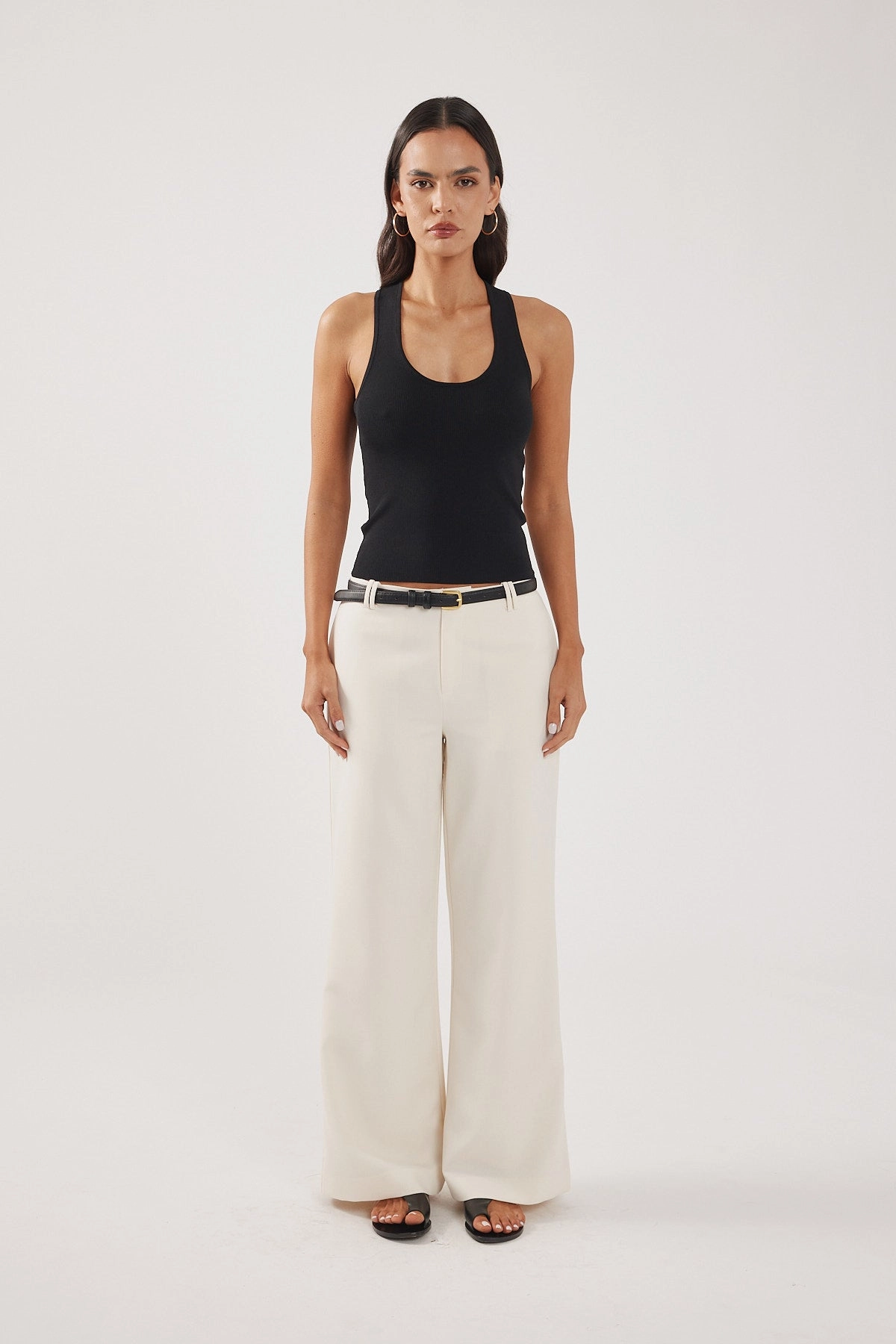 WindResistantMaterial Perfect Stranger Luella Mid Rise Wide Leg Tailored Pant Cream