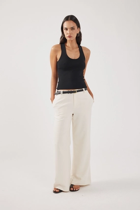 Perfect Stranger Luella Mid Rise Wide Leg Tailored Pant Cream Stay Flexible