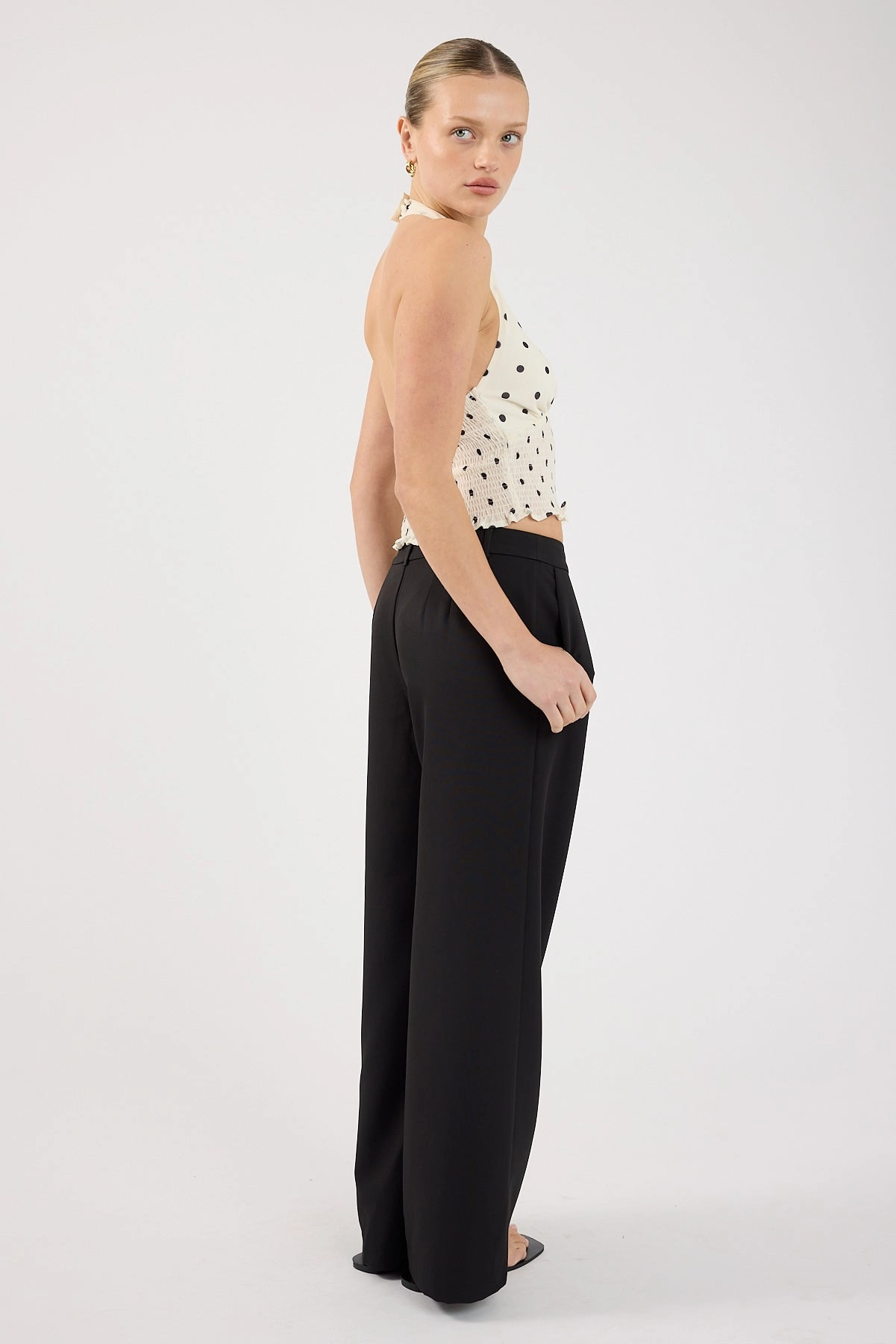 Perfect Stranger Lupa Mid Rise Pleated Tailored Pant Black WrinkleFreeFinish