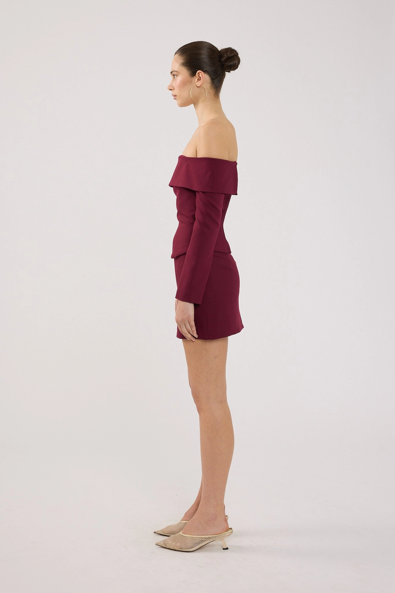 gothic Durable Quality Perfect Stranger Lupa Off Shoulder Long Sleeve Top Burgundy