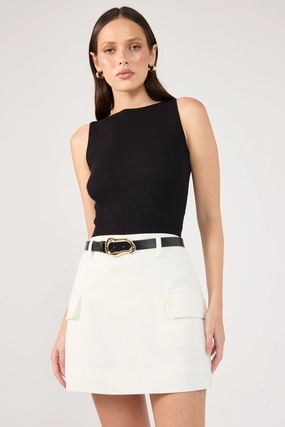 Weighted Hem Soft Tones Perfect Stranger Maeve Tailored Mini Skirt Off White