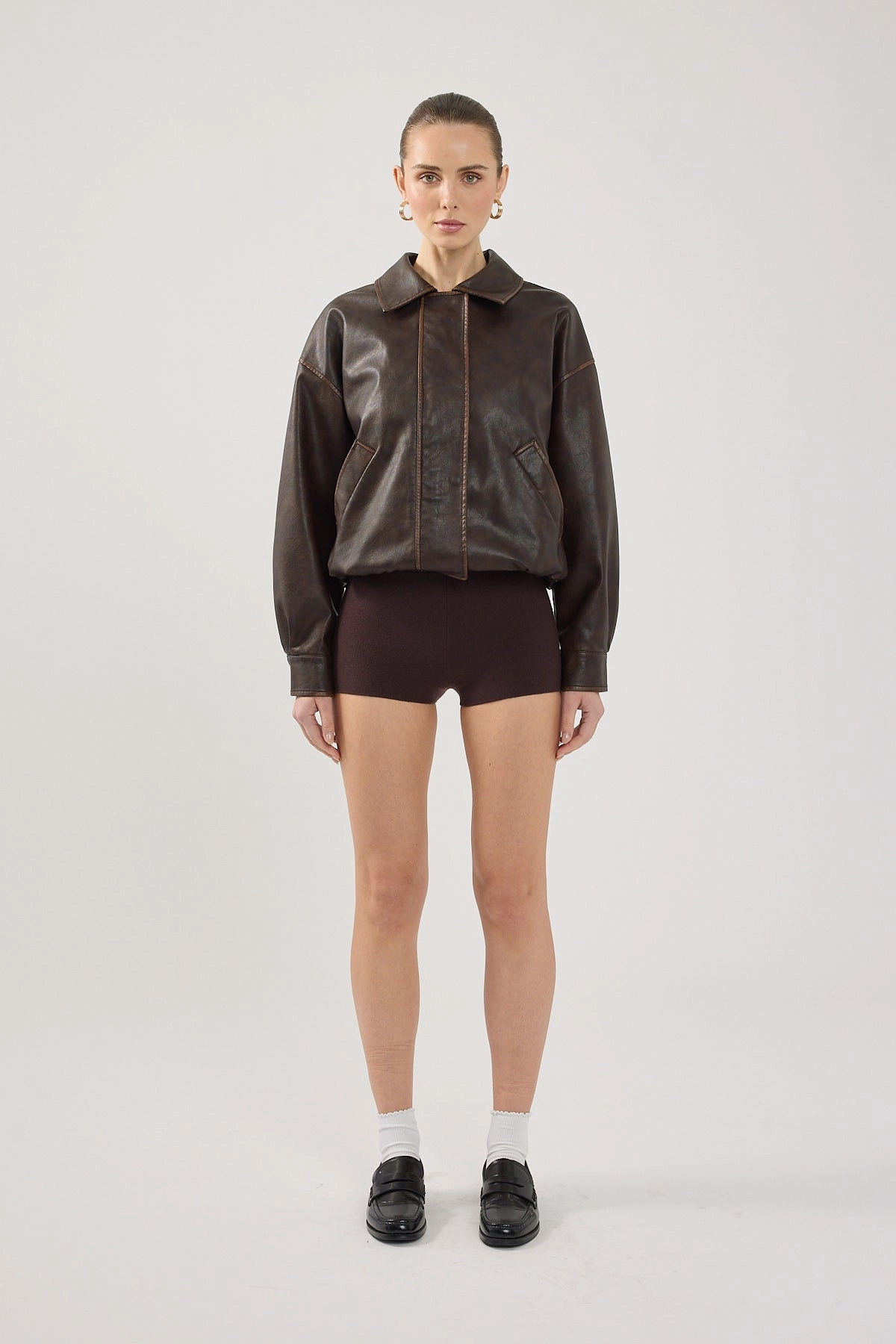 Perfect Stranger Marco Mini Knit  Short Brown Nylon shorts